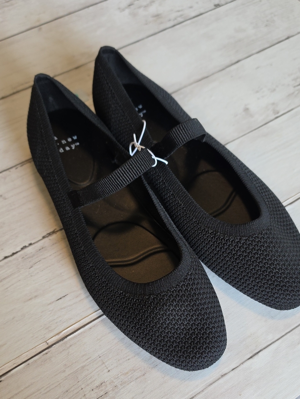 a new day Black Knit Mary Jane Flats